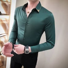 2020 Men's Classic Style Hawaiian Slim Fit Shirt Male Long Sleeve Multicolor French Cuff Mens Fashion Shirts Camisa Masculina 2024 - buy cheap
