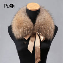 Pudi CLR009-Cuello de piel auténtica para mujer, bufanda de mapache de invierno, abrigo de piel, chal 2024 - compra barato