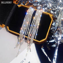 BLIJERY-pendientes largos de cristal con diamantes de imitación para mujer, aretes colgantes con borlas, Color plateado, para novias, graduación, boda 2024 - compra barato