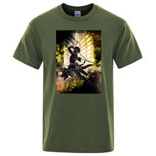 Camiseta masculina de attack on titan jiyuu no tsubasa, camiseta com estampa de desenhos animados, moda macia, legal, gola redonda, de tamanho grande 2024 - compre barato