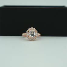 Anel de princesa com zircônio em ouro rosado, anel feminino quadrado simples com strass, joia de cor prata para noivado para mulheres 2024 - compre barato