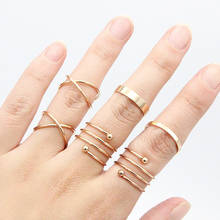 6PCS/pack Gold/Silver Color Alloy Geometric Ring Sets Trendy Jewelry Women Party Finger Knuckle Rings Girl's Fashion Accessories 2024 - compre barato