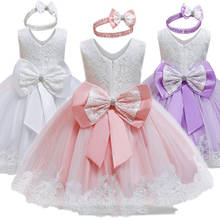 Платье для девочек рождественское детское кружевное свадебное платье с цветами одежда для малышей Детские платья для девочек от 1 до 5 лет, наряды на день рождения 2024 - купить недорого
