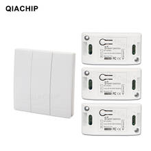 Switch com controle remoto universal qiachip, módulo de relé receptor e luminária led com 433 mhz 2024 - compre barato