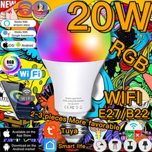 LED Light Bluetooth RGB 4.0 Smart Lamp Bulb E27 B22 20W AC86-265V Full Color Lampada Smartphone Alexa Or IR Remote Control Light 2024 - buy cheap