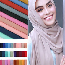 High Quality Women Plain Bubble Chiffon Scarf Hijab Long Georgette Scarf Shawls Muslim Hijabs Islamic Headwear Wraps Scarves 2024 - buy cheap