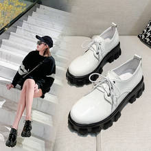YMECHIC/2020; модная женская обувь для отдыха на платформе; сезон весна; Цвет Черный; женская обувь из лакированной искусственной кожи на шнуровке; женские туфли-лодочки на высоком массивном каблуке; 42 2024 - купить недорого