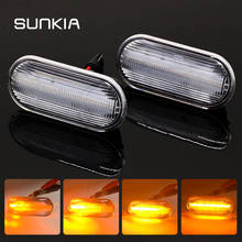 Sunkia-luz led para indicação lateral de automóveis, compatível com vw volkswagen, parte oem, sinal âmbar de fluxo, golf 3, passat, polo, sharan, vento, t5 2024 - compre barato