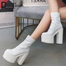 DORATASIA Hot Sale Female Elegant Pleated Boots Autumn Party Platform Boots Women Fashion High Block Heels Ankle Shoes Woman 2024 - buy cheap
