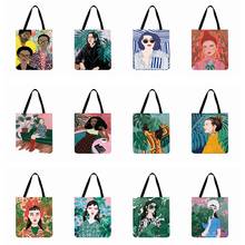 Складная сумка для покупок, сумка с рисунком для девочек, женская сумка на плечо, Женская Повседневная Сумка-тоут, уличная пляжная сумка, модная ручная сумка 2024 - купить недорого