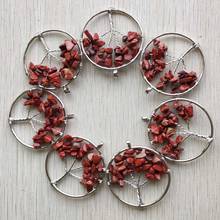 Wholesale 12pcs/lot fashion natural  red stone tree of life handmade wire wrapped Pendants 50mm for necklace marking free 2024 - buy cheap