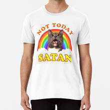 Not today satan! -Harry potter o gato, t-shirt do arco-íris da morte metal, sorrisos, não hoje, satã, diabo, lucifer, jesus, herói, cinza 2024 - compre barato