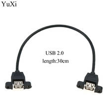 YuXi-Adaptador de cable USB hembra a USB 2,0, extensión de doble cabeza con oreja, conector con agujero de tornillo, 30cm 2024 - compra barato