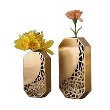 Nordic Luxury Gold Metal Vase Decoration Home Decor Modern Art Large Vases Living Room Flower Arrangement Decoration Household 2024 - купить недорого