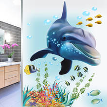 Наклейки на глубину воды для ванной и кухни, водонепроницаемая детская комната, дельфин, рыба, декоративные украшения для гостиной 2024 - купить недорого
