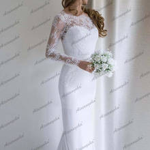 Romantic Wedding Dresses Mermaid Appliques See Through Lace Backless Full Sleeve Boho Vestidos De Novia Bride Gown 2024 - buy cheap