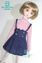 Bjd acessórios boneca roupas para msd 1/4 bjd msd boneca moda listrado camisa polka dot cinta vestido 2024 - compre barato