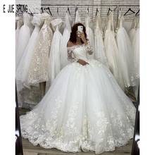 E JUE SHUNG Luxury Appliques Wedding Dresses Off The Shoulder Long Sleeves Ball Gown Bridal Dresses White Tulle Wedding Gowns 2024 - buy cheap