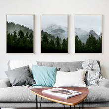 Floresta nordic poster paisagem pintura da lona montanha arte da parede fotos para sala de estar moderna impressões decorativas unframe 2024 - compre barato