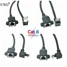 RJ45 Cat6 8P8C FTP STP UTP Cat 6e Male to Female 90 Degree Right Angled Panel Mount LAN Ethernet Network Cable 0.3m 0.6m 1m 2024 - купить недорого