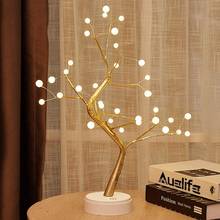 Bombillas LED de perlas en forma de árbol, lámpara de mesa de escritorio, iluminación decorativa, USB/alimentado por batería, Blanco cálido 2024 - compra barato