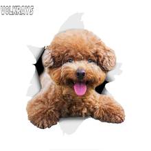 Volkrays 3D улыбающийся коричневый Пудель стикер на машину с собакой для AutoWa Ll Туалет детская комната багаж Скейтборд ноутбука Наклейка ПВХ, 15 см * 15 см 2024 - купить недорого