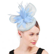 Sinamay-sombreros para el cabello de 4 capas para mujer, tocado elegante para el cabello de boda, con diadema y plumas de lujo, de alta calidad 2024 - compra barato