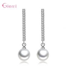 Simple Popular 925 Sterling Silver Cubic Zirconia Pearl Drop Earrings for Women Girl Fashion Trendy Earrings Jewelry Oorbellen 2024 - buy cheap