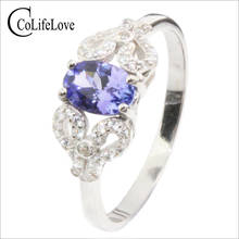 Luxurious Tanzanite Wedding Ring Solid Sterling Silver High Quality 5mm*7mm Natural Tanzanite Ring for Woman 925 Silver Ring 2024 - buy cheap