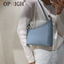 Модная Синяя Женская сумка TOPHIGH, мягкая кожаная однотонная сумка, женские сумки через плечо для женщин 2021, повседневная дорожная сумка-тоут 2024 - купить недорого