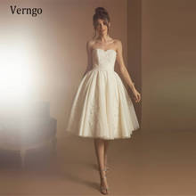 Verngo Vintage Ivory A Line Short Wedding Dresses Lace Applique Sweetheart Knee Length Bridal Party Gowns For Bride Reception 2024 - buy cheap