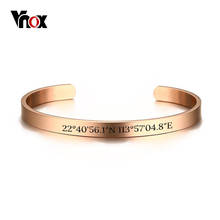 Vnox Customized Coordinate Info Free Engraving Bracelets for Women Stainless Steel Cuff Bangle Bracelet Three Color Option 2024 - buy cheap