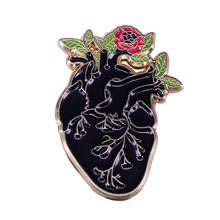 Preto anatômico coração flor pinos presentes românticos para ela ele na moda decoração gótica 2024 - compre barato