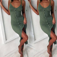 2020 Summer Spaghetti Strap Midi Dress Bodycon Bandage Dress Fashion Sexy V-Neck Sleeveless Pencil Dress 2024 - buy cheap