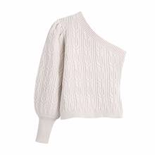 ZA-suéter de punto con hombros descubiertos para mujer, jerseys femeninos de manga larga, ropa elegante de tejido delgado y grueso 2024 - compra barato