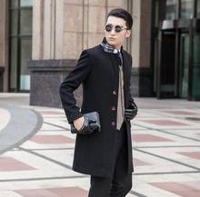 Часы! Мужское кашемировое пальто, черное повседневное шерстяное пальто с длинным рукавом, в английском стиле 2024 - купить недорого