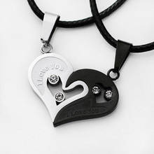 1 Pair Fashion Couple Heart Shape Lettering I Love You Pendant Necklace Unisex Lovers Creative Jewelry Fashion Gift Accessories 2024 - buy cheap