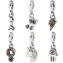 Minha seta poderosa luz menina orgulho mágico unicórnio hamsa mão pingente charme caber pandora pulseira 925 contas de prata esterlina 2024 - compre barato