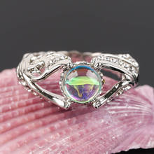 Exquisitos anillos de diamantes de imitación de piedra arcoíris para mujer, anillo de alas de Color plateado, joyería de fiesta de aniversario de boda, regalo de cumpleaños 2024 - compra barato