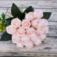 18 бутонов искусственных шелковых роз, букет для свадьбы, вечеринки, украшение для дома, искусственные цветы для невесты, искусственные розы 2024 - купить недорого