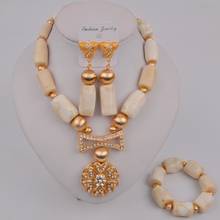 Último conjunto de joias de corais brancos para casamento feminino 12-a1-1 2024 - compre barato