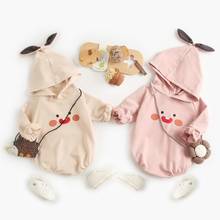 Sanluschap bodysuit para meninas, roupas de bebê de algodão, manga longa, com capuz, moda inverno 2024 - compre barato