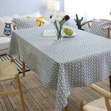 Grey Printed Linen Table Cloth For Home Dining Party Wedding Decoration Rectangular Desk Cabinet Dustproof Table Cover Nappe 2024 - buy cheap