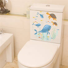 Adesivos de parede para vaso sanitário, tartaruga, decoração subaquática para parede de animais, arte e janela, decalque para banheiro 2024 - compre barato