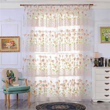 Cortina transparente com flores, cortina de tule de janela, tratamento voile, cortina de porta de tecido para sala de estar, quarto, painéis ao ar livre 2024 - compre barato