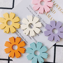 Wooden Flower Shape Eardrop Color Pendant Accessories Necklace Charms Jewelry Finding Diy Material 10pcs 2024 - buy cheap
