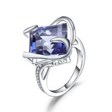 Женское кольцо из стерлингового серебра 925 пробы, квадратное кольцо из натурального иолита, Синий Мистический кварцевый камень, классические кольца для женщин, украшения для свадьбы 2024 - купить недорого