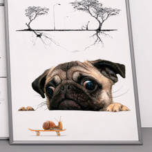 Relógio adesivo 3d engraçado pug dog, caracol, vinil, janela do carro, pára-brisas, decalque pvc, fofo, pet, filhote, laptop, decoração de veículo, 1 peça 2024 - compre barato