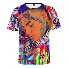 Camiseta informal 6IX9INE 3D para hombre y mujer, ropa cómoda, top star 6IX9INE, popular, 3D, manga corta 2024 - compra barato