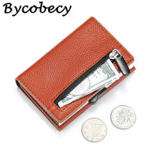 Bycobecy RFID Smart Wallet Coin Purse Men Women Change Purse Leather Money Bag Slim Small Pouch Practical Metal Wallet Purse 2024 - buy cheap